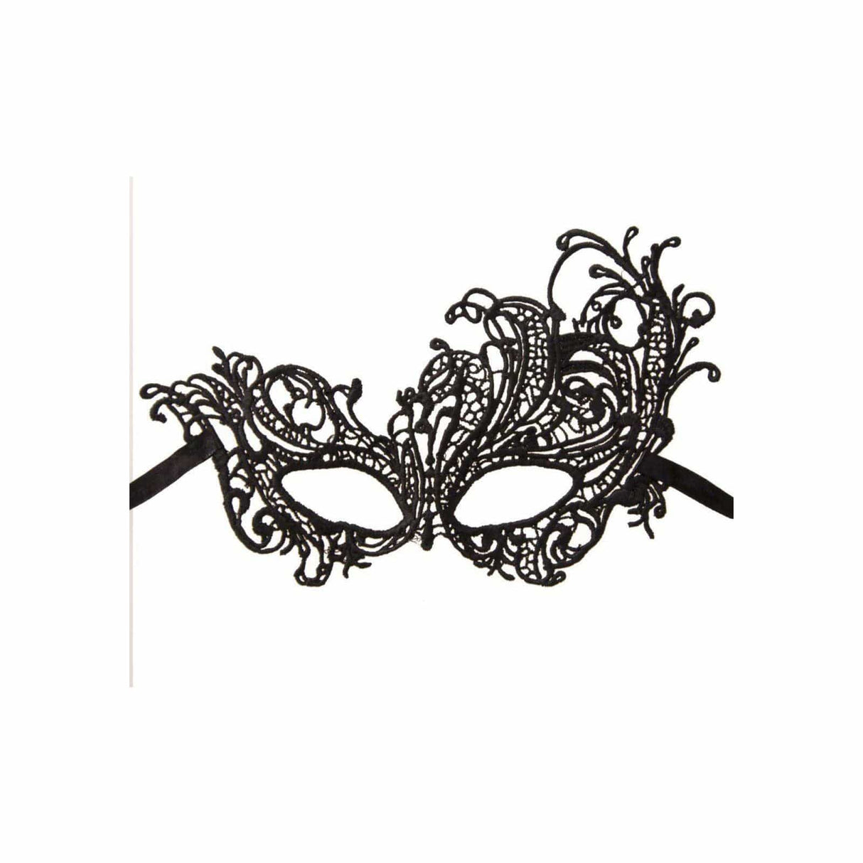 Black Venetian mask for women with intricate lace design and ribbon ties from Womens Fancy Dress