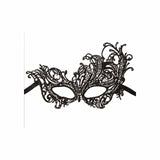 Black Venetian mask for women with intricate lace design and ribbon ties from Womens Fancy Dress