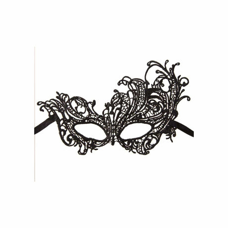 Black Venetian mask for women with intricate lace design and ribbon ties from Womens Fancy Dress