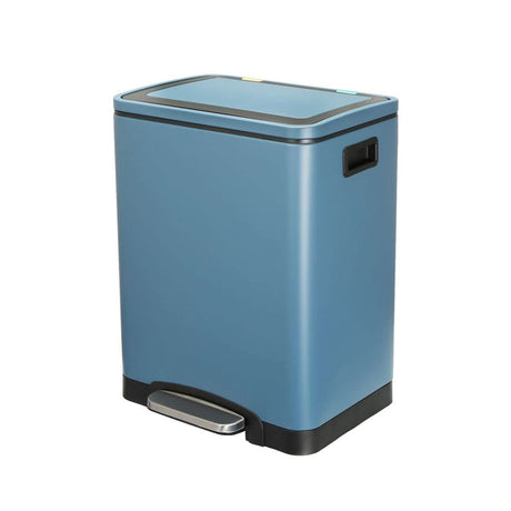 CLICKK Home Store blue dual compartment recycling bin with pedal and side handles for easy waste sorting