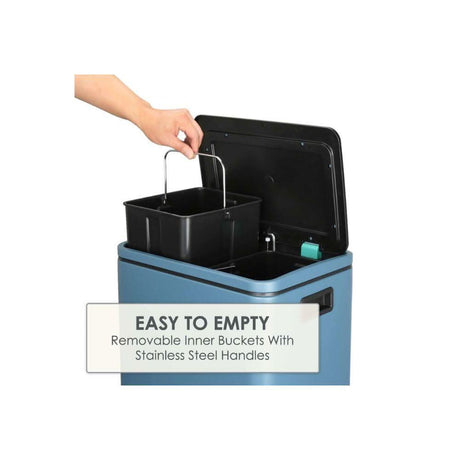 CLICKK Home Store dual compartment recycling bin with removable inner buckets and stainless steel handles