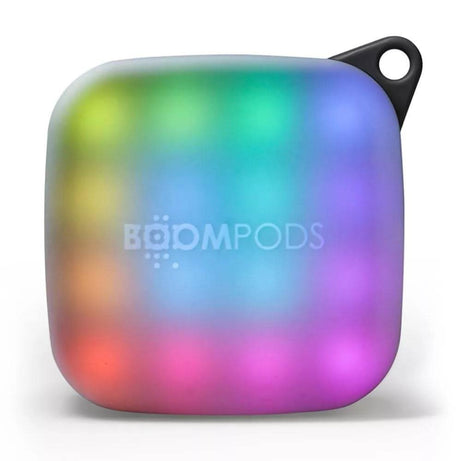 CLICCK Home Store portable speaker black with colorful LED lights and compact square design