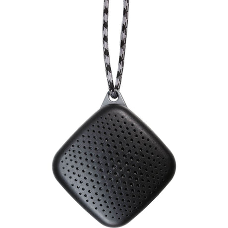 CLICKK Home Store portable speaker black with compact square design and lanyard for easy carrying