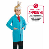 Boy wearing a boys rabbit costume with a blue coat and rabbit head hat from Boys Fancy Dress