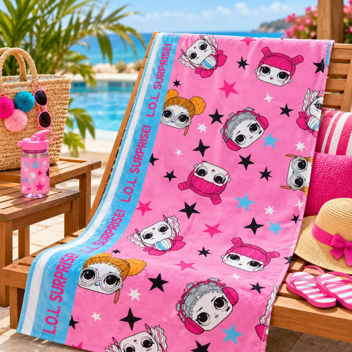 L.O.L. Surprise! Girls Beach Bath Towel 70 x 140 cm Pink