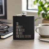Star Trek "Boldly Go" Stainless Steel Hip Flask Black