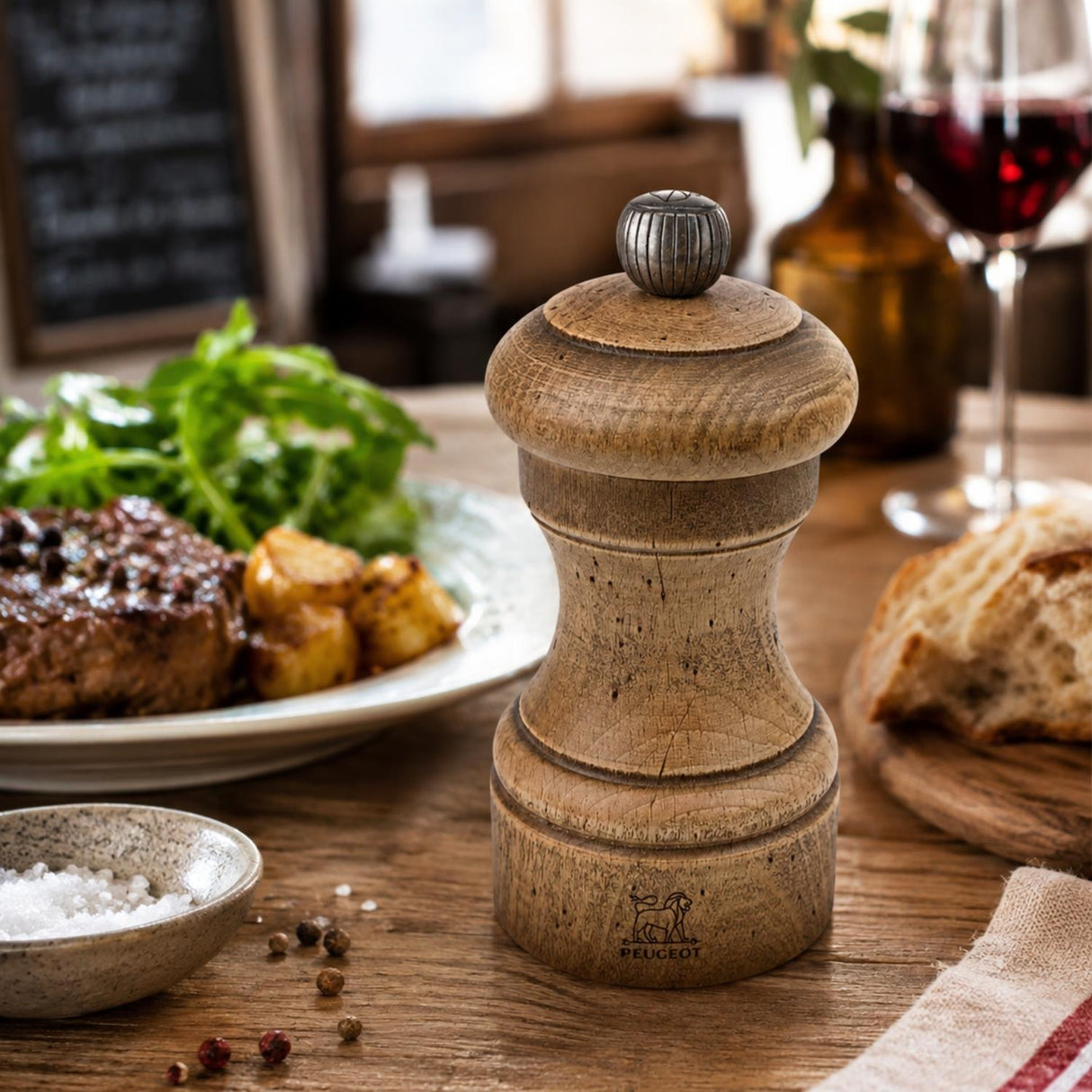 Peugeot Bistro Antique Salt Mill 10cm Aged Wood