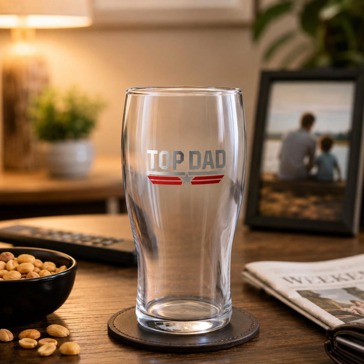 Top Gun Top Dad Pint Glass Clear