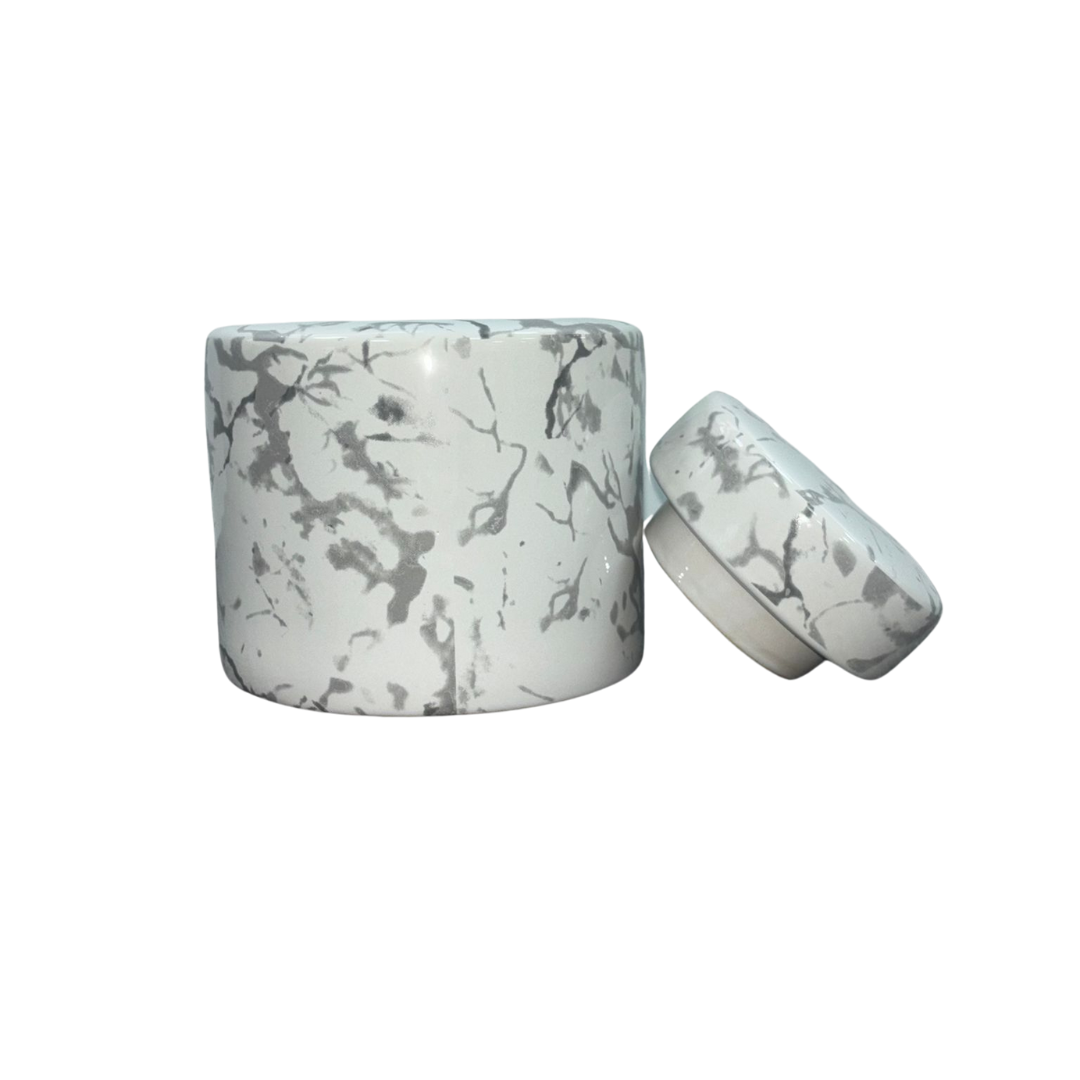 White and Grey Marble Effect Storage Jar with Lid H16.5cm