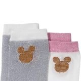 Women's Disney Mickey Mouse Glitter Socks 6 Pairs UK 6-8 Silver and White