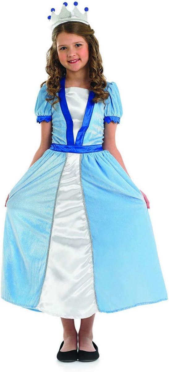 Girls Princess Costume Blue Royal Gown & Tiara Age 6-8 Medium