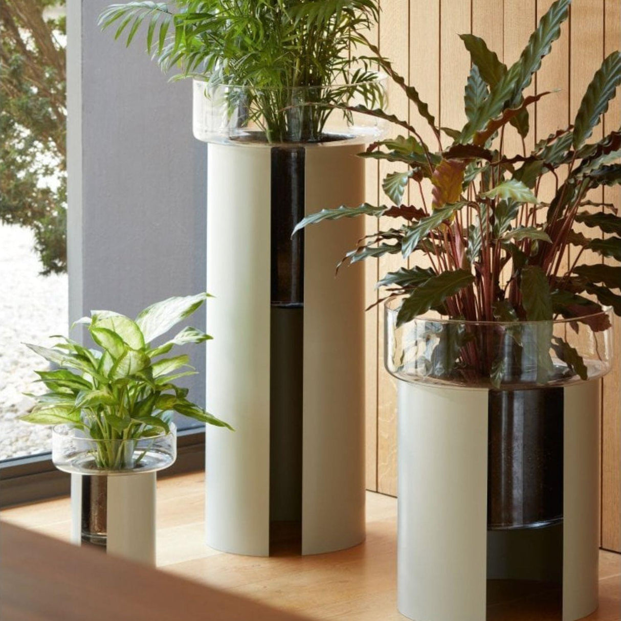 LSA Terrazza Planter H45cm Clear and Grey