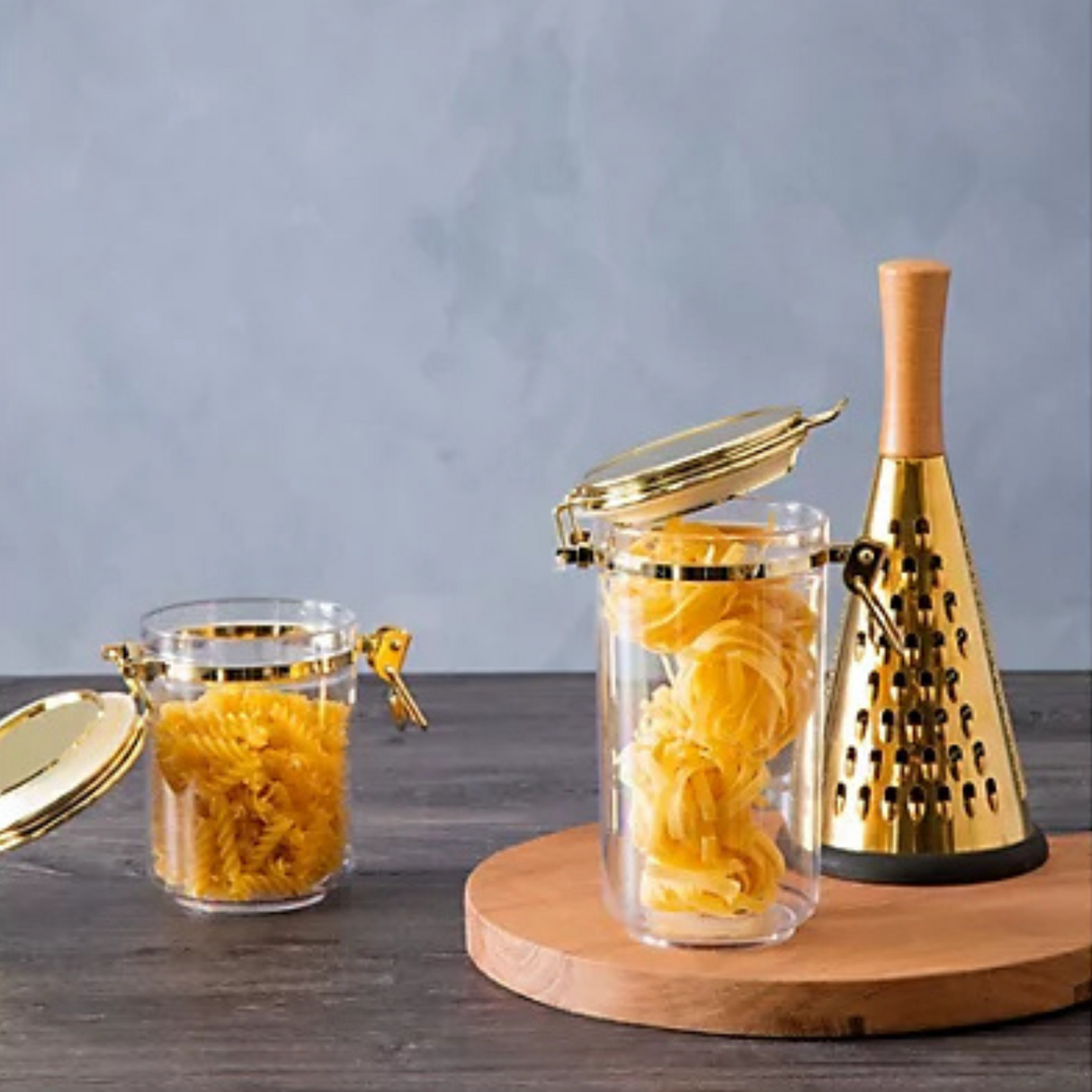 Large Gold Clip Canister Airtight Kitchen Storage Jar with Metal Lid