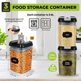 3 Piece 0.8L Food Storage Lock N Fresh Stackable Containers