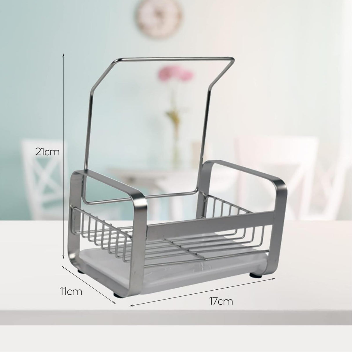 Kitchen Sink Caddy Organiser with Drying Rack Silver