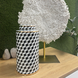 Black and White Geometric Vase with Gold Accent Approx 37cm
