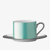 LSA Palazzo Porcelain Teacup and Saucer 250ml Sea Green