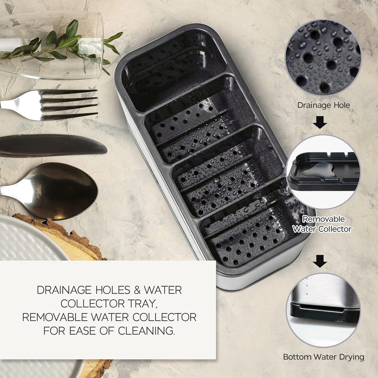 Kitchen Cutlery Utensil Stainless Steel Storage Organiser Caddy