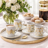 LSA Chevron Espresso 100ml Coffee Cup and Saucer Set of 4 Gold