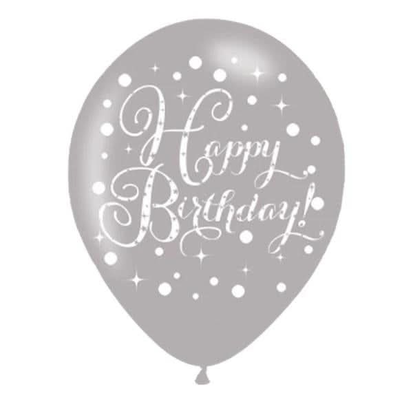 Sparkling Celebration Happy Birthday 11 " 27.5cm Balloons Pack of 6 Black Gold