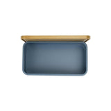 CALITEK Metal Bread Bin Storage Box Container for Kitchen Counter Bamboo Chopping Board Lid Blue