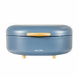 CLICKK Home Store CAL190 CALITEK Bread Bin with Bamboo Feet Carbon Steel Blue