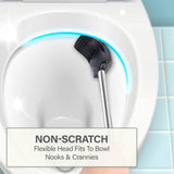 Calitek flexible silicone toilet brush with non-scratch flexible head cleaning toilet bowl nooks and crannies