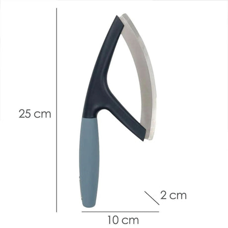 Calitek herb chopper mezzaluna with ergonomic handle and sharp curved blade measuring 25 cm