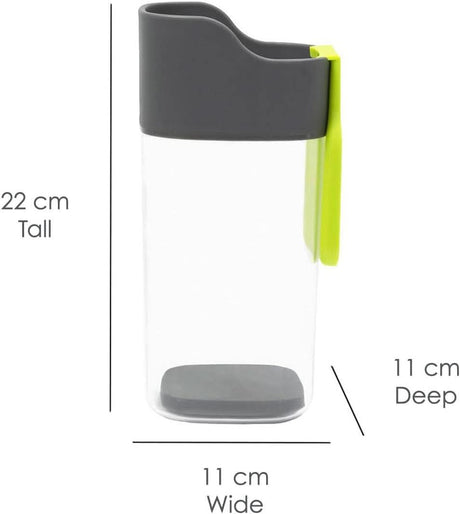 Calitek kitchen utensil holder with spoon rest in gray and green with measurements 22cm tall 11cm wide and 11cm deep