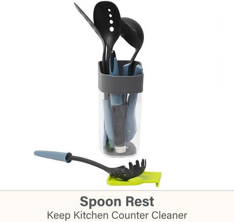 Calitek kitchen utensil holder with spoon rest keeps utensils organized and counters clean