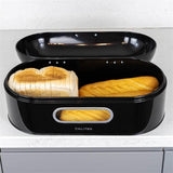 Calitek CAL062 CALITEK Retro Style Round Top Steel Bread Bin - Black