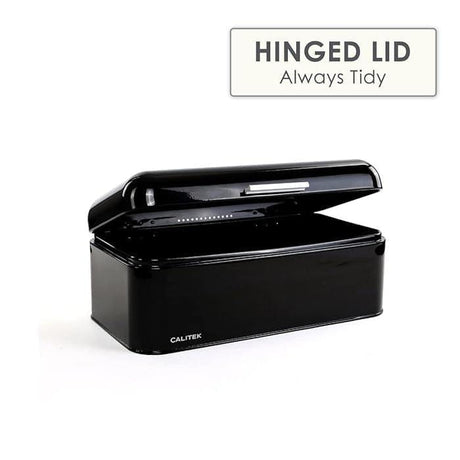 Calitek CAL065 CALITEK Retro Style Square Top Steel Bread Bin - Black