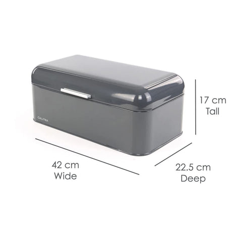 Calitek CAL066 CALITEK Retro Style Square Top Steel Bread Bin - Grey