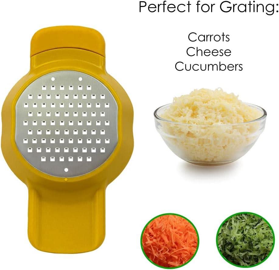 Calitek stainless steel grater and zester set with yellow handle perfect for grating cheese carrots and cucumbers