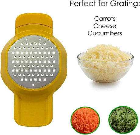 Calitek stainless steel grater and zester set with yellow handle perfect for grating cheese carrots and cucumbers