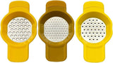 Calitek stainless steel grater and zester set with three yellow handheld kitchen tools for grating and zesting