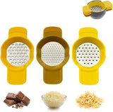 Calitek stainless steel grater and zester set with three yellow handheld graters for chocolate cheese and vegetables