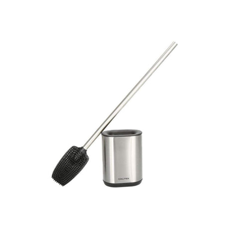 CLICKK Home Store CAL106 CALITEK Toilet Brush Flexible Silicon Bristles and Brush Head with Non Slip Long Stainless Steel Handle Stainless Steel