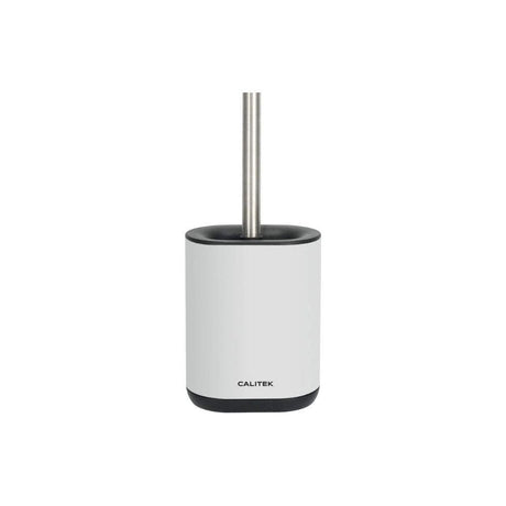 CLICKK Home Store CAL145 CALITEK Toilet Brush Flexible Silicon Bristles and Brush Head with Non Slip Long Stainless Steel Handle White