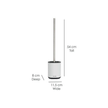 CLICKK Home Store CAL145 CALITEK Toilet Brush Flexible Silicon Bristles and Brush Head with Non Slip Long Stainless Steel Handle White