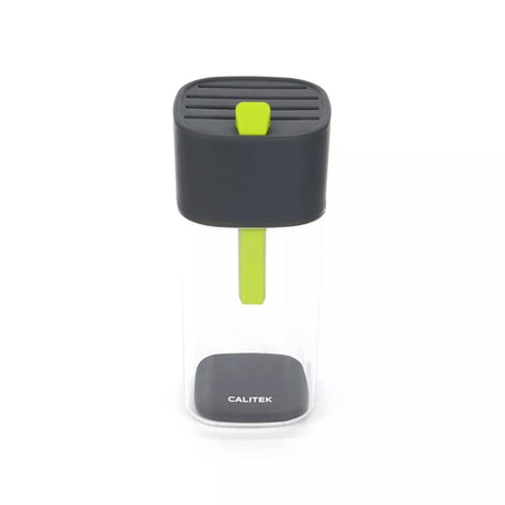 Calitek universal knife block with sharpener in black and green compact kitchen storage design