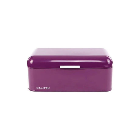Calitek purple vintage bread bin with smooth rounded edges and silver handle