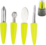 Calitek fruit tool set stainless steel with yellow handles and compact storage container