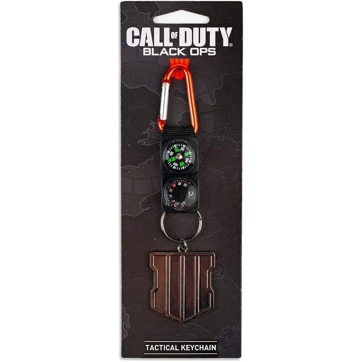 CLICKK Home Store logo keychain compass set with Call of Duty Black Ops emblem and red carabiner clip