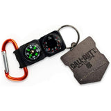 CLICKK Home Store logo keychain compass set with carabiner and Call of Duty metal tag
