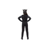 Back view of Catwoman kids costume 8-10 years in black with cat ears and fitted design