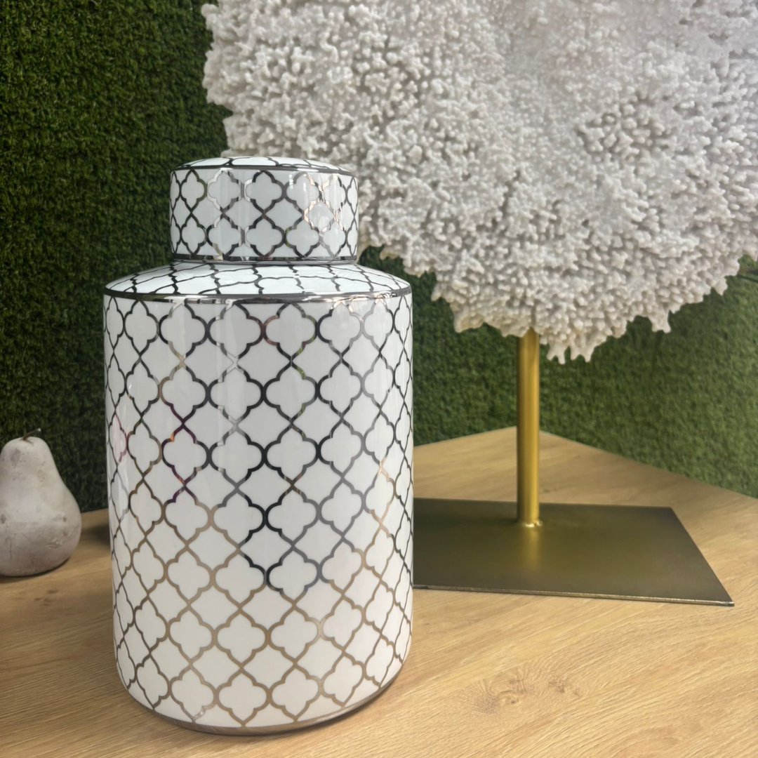 Silver Baroque Style Decorative Jar Elegant Home Decor Approx 32cm