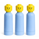 LEGO Head Water Bottle 0.4L Kids School Drink Flask H25cm Light Blue