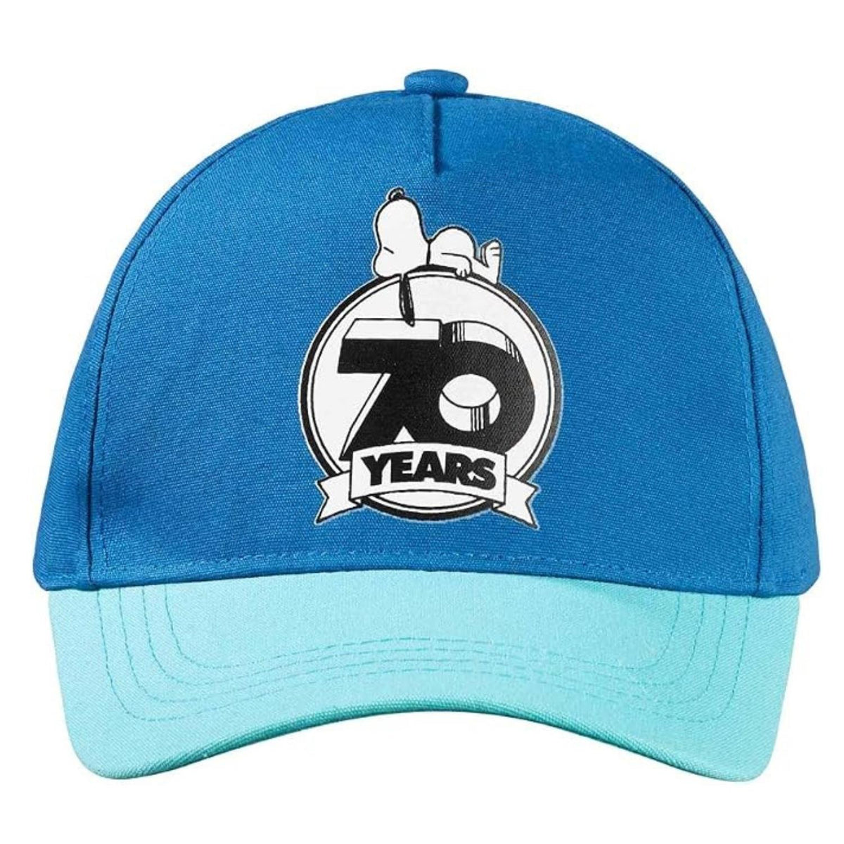 Peanuts Snoopy 70 Years Logo Baseball Cap Blue and Turquoise