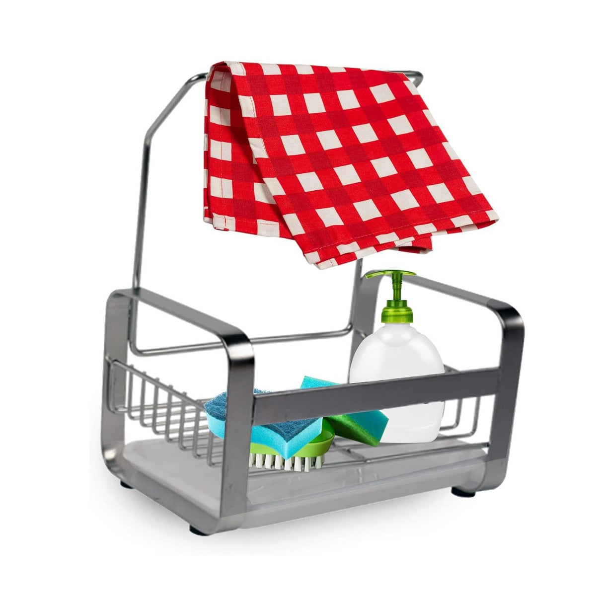 Kitchen Sink Caddy Organiser with Drying Rack Silver